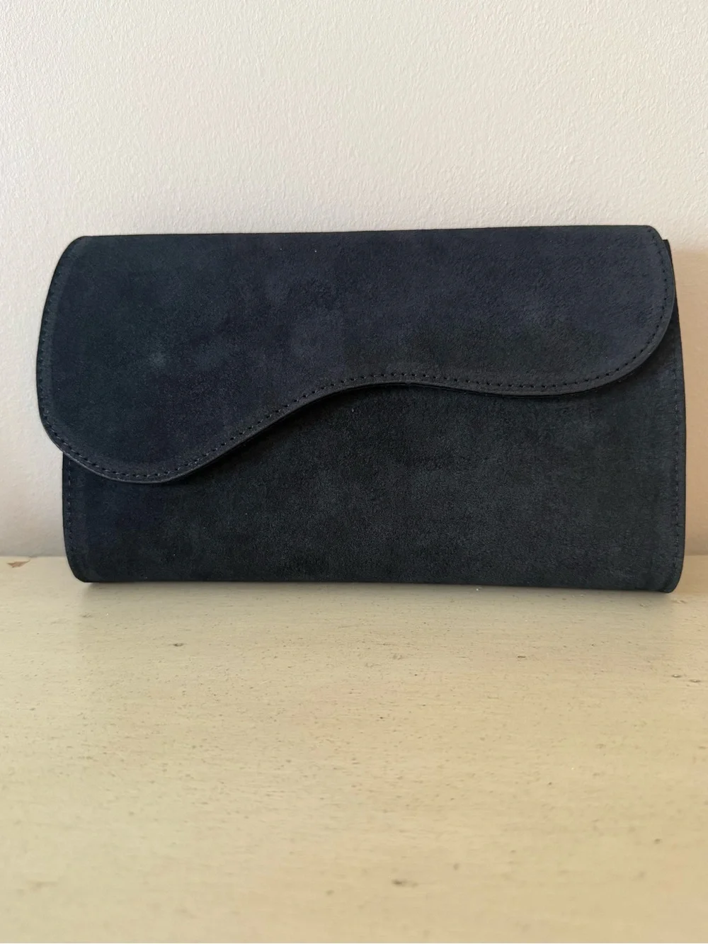Persaman New York Dora Suede Clutch with Gold Chain - Never Used